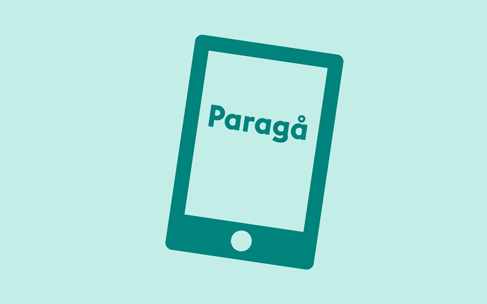 Mobiltelefon med ParaGå på skärmen.